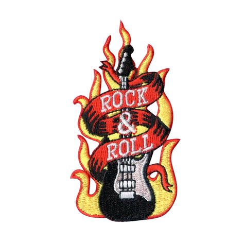 rock and roll embroidered patches|More.